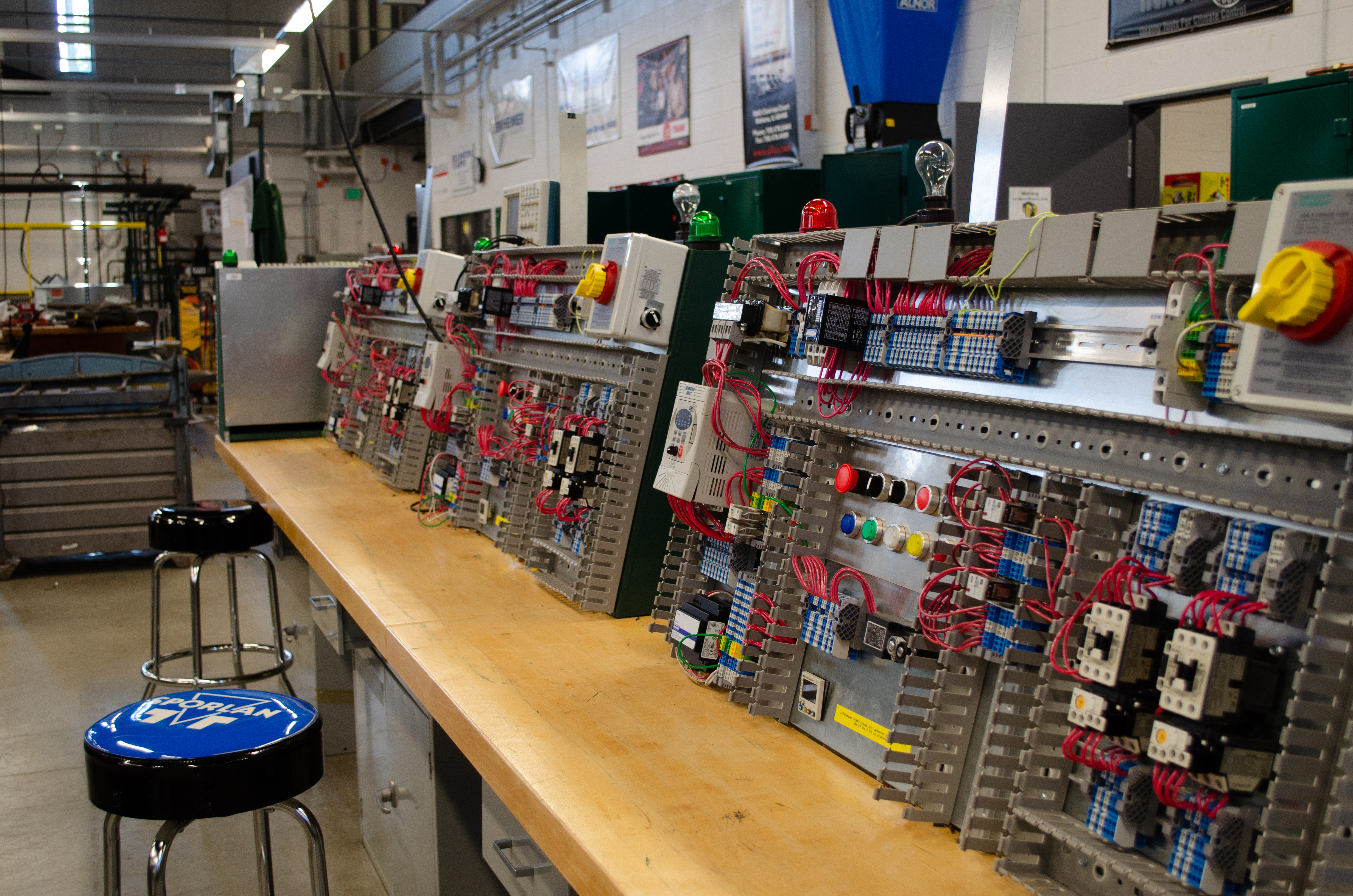 training tables at college with wired hvac systems for training